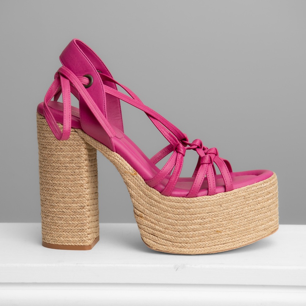 Paloma Barcelo Pink Platform Heel Espadrille Sandals BarbieCore Festival Luxury